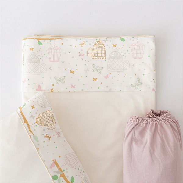 Lençol de Mini Berço Malha - Gaiolas