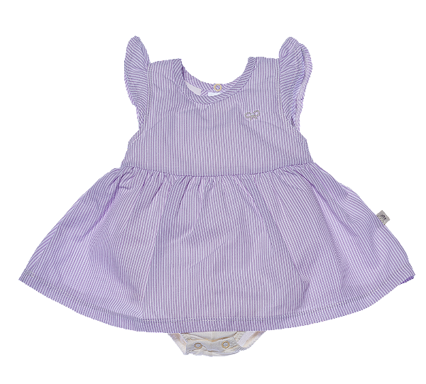 Vestido com Body Colorido - Listrado Lilás