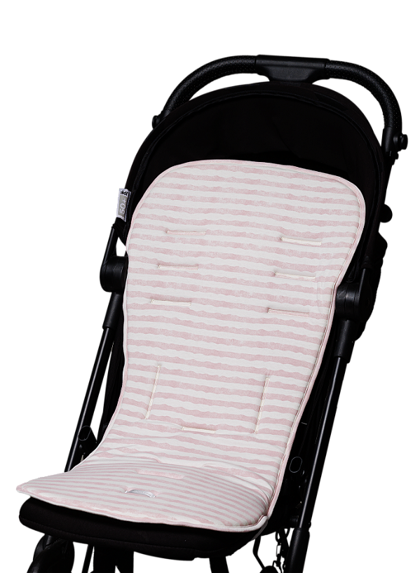 Capa Protetora Carrinho Universal Slim Algodão - Listrado Rosê