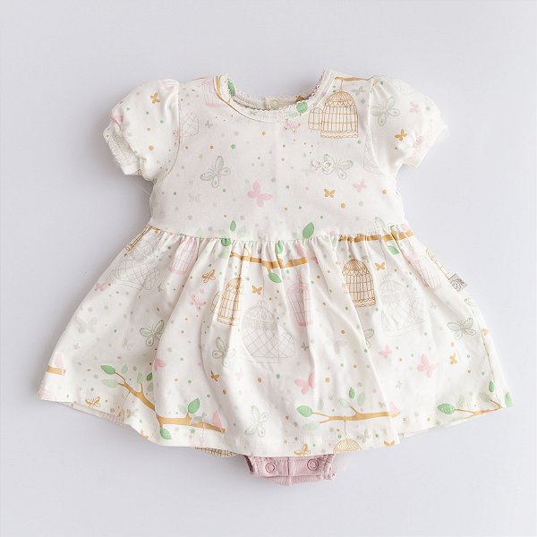 Vestido Manga Curta com Body - Gaiolas