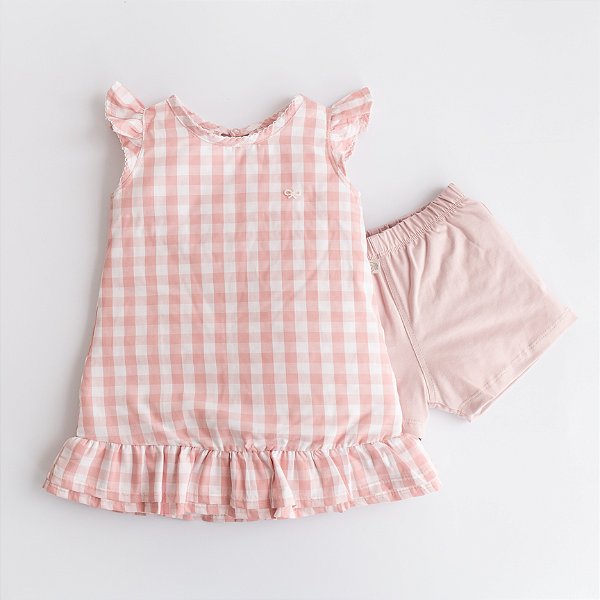 Vestido Tricoline com Shorts - Rosê
