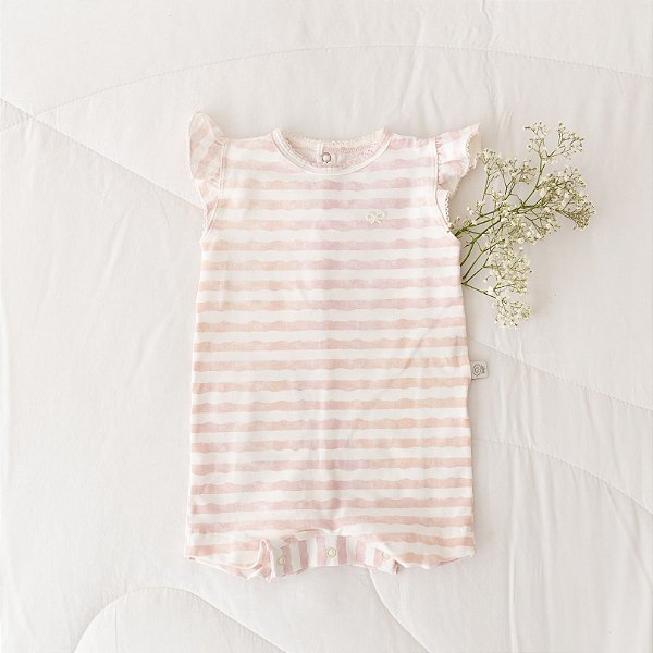 Macacão Curto - Listrado Rosê