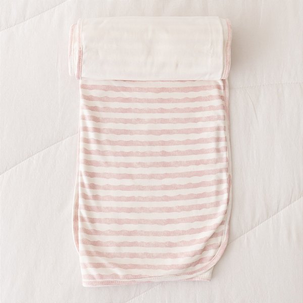 Manta Dupla de Suedine Estampado - Listrado Rosê