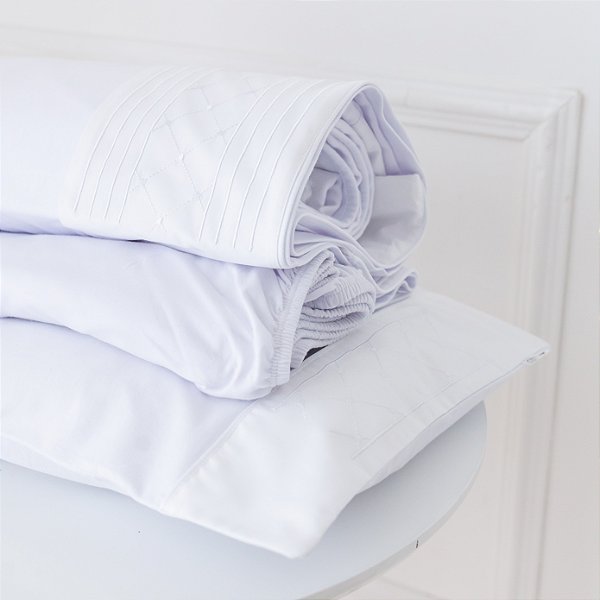 Lençol de Berço e Mini Cama Malha Premium - Losango Branco