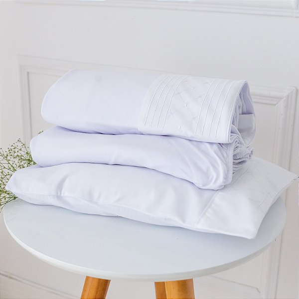 Lençol de Mini Berço Malha Premium - Losango Branco