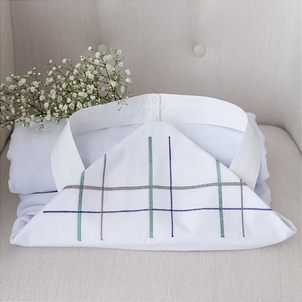 Toalha de Banho Baby 0 a 2 anos Premium - Xadrez Azul