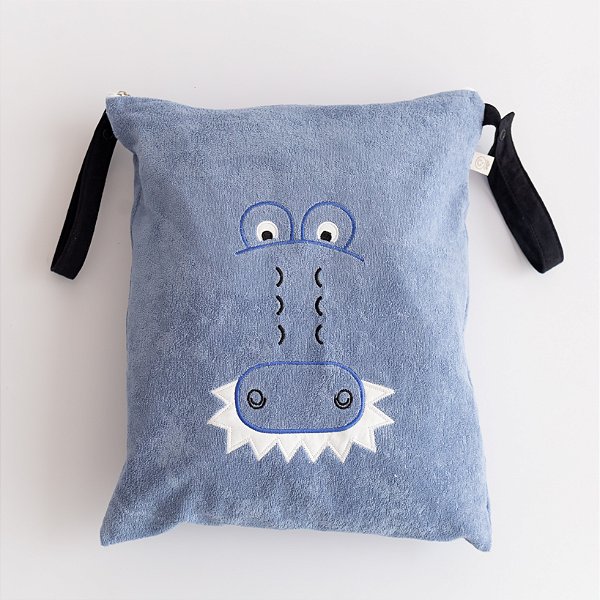 Saco para Roupa Suja e Úmida - Dinossauro Azul Jeans