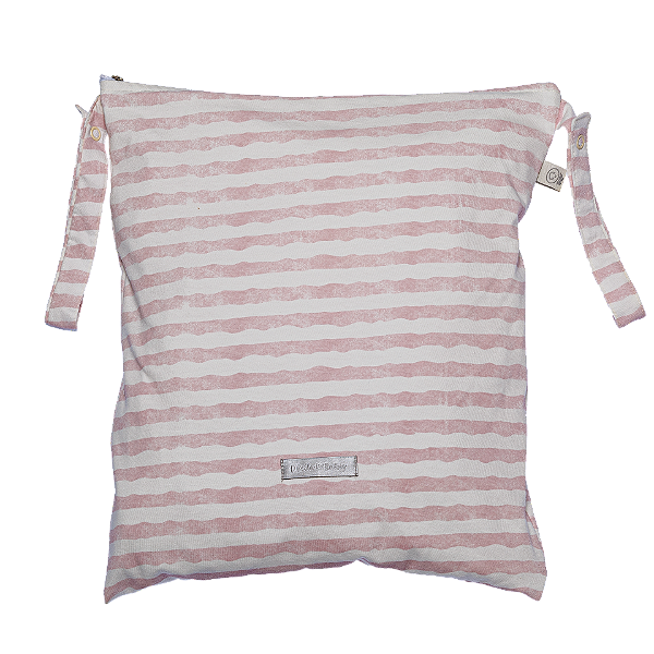 Saco para Roupa Suja e Úmida Estampado - Listrado Rosê