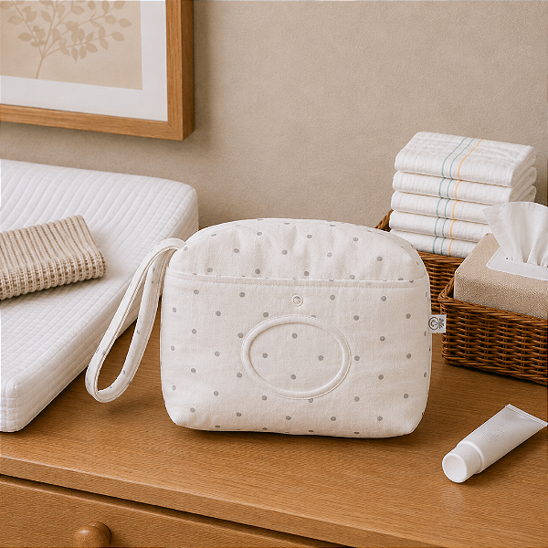 Necessaire Porta Lenço Umedecido - Poá Cinza