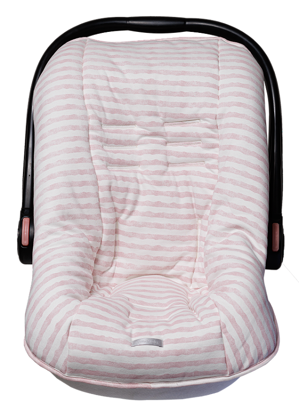 Capa Protetora Bebê Conforto Algodão - Listrado Rosê