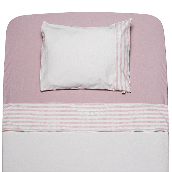 Lençol de Berço e Mini Cama Malha - Listrado Rosê
