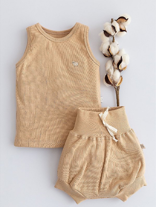 Conj. Regata com Shorts Luxo - Bege