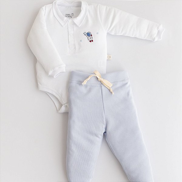 Conj. Body Manga Longa - Astronauta Azul