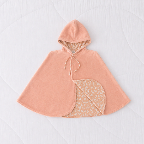 Poncho Dupla Face - de 0 a 4 anos - Borboletas Nude