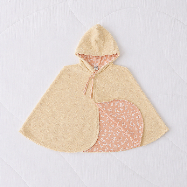 Poncho Dupla Face - de 0 a 4 anos - Borboletas Bege