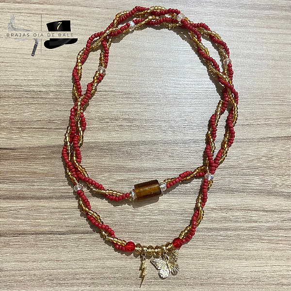 Guia Iansa vermelha com dourado