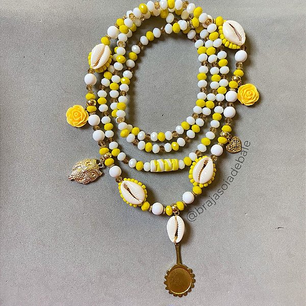 Guia de Oxum em cristal com perolas brancas