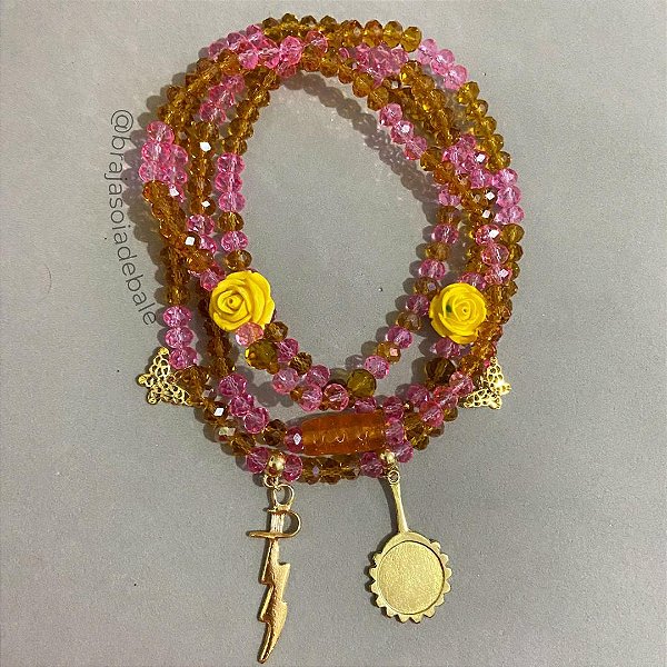 Guia de Oxum dourada e rosa