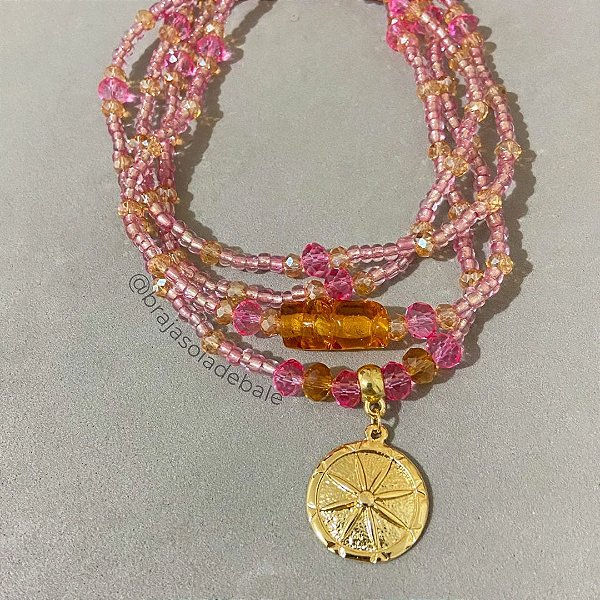 Guia de Oba rosa e dourada