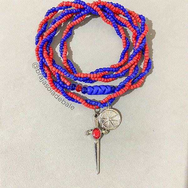 Guia de Ogum 2 fios azul e vermelha