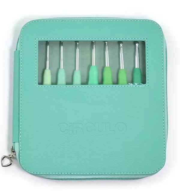 Kit Agulha de Crochê Soft Emborrachada Circulo - Verde Mint