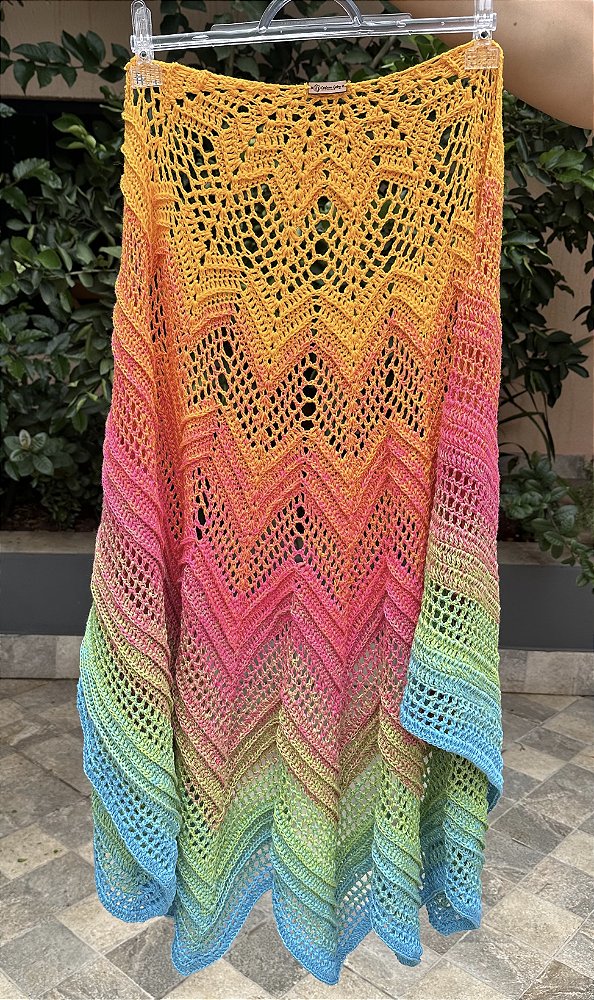 Xale Sunset em Crochê Colorido