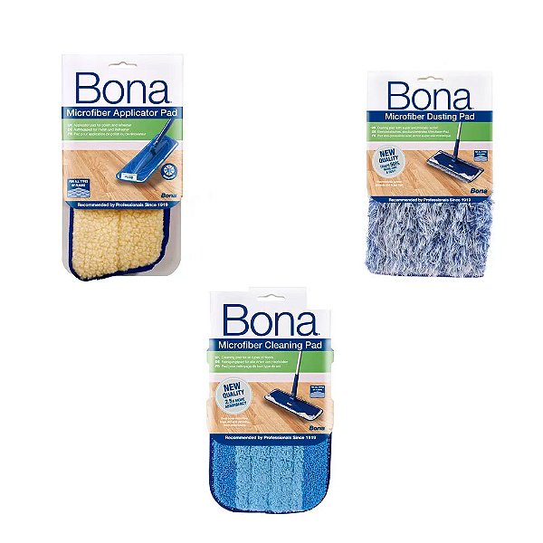 Kit Bona® Com 3 Pads: Pad Limpeza, Pad Atrai Pó Eletrostático e Pad Aplicador Lã Sintética