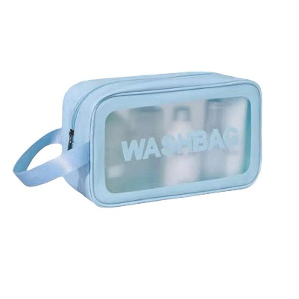 Bolsa Necessarie Transparente com Azul - Organizadora impermeável -  Washbag