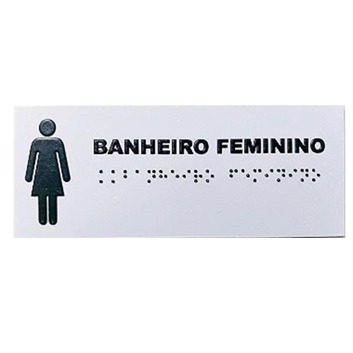 Placa PVC Braille "Feminino" 20x8cm - Sinalização Acessível