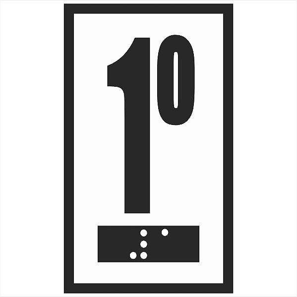 Placa Braille Batente Elevador "1" PVC 7x4cm - Sinalização Acessível