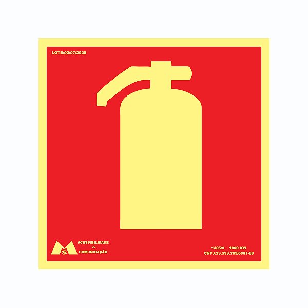 Placa de Sinalização Fotoluminescente Extintor 20x20 -PS 1mm