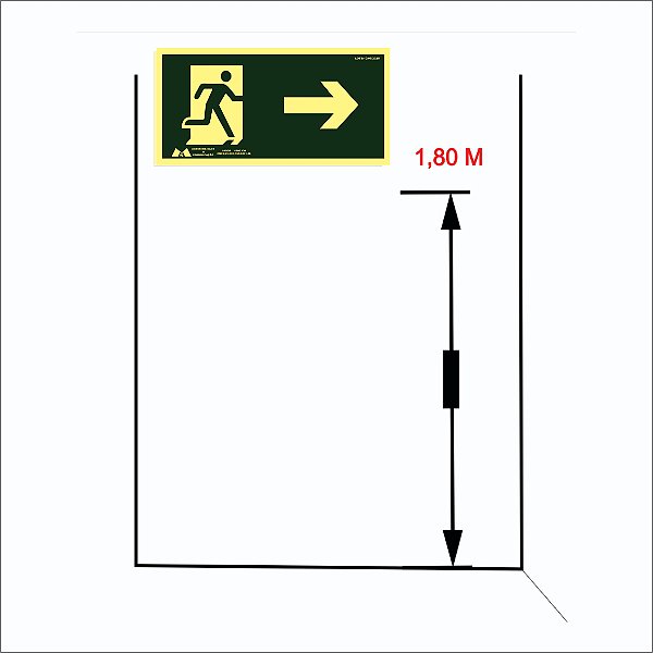 Placa Sinalização Fotoluminescente Siga pela Direita PS 1mm