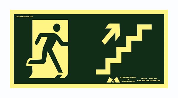 Placa Sinalização Fotoluminescente Sobe Direita PS 1mm