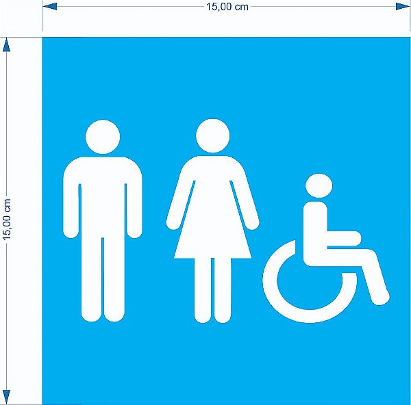 Placa PVC Pictograma Unissex PCD 15x15cm