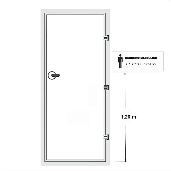 Placa Braile PVC Pictograma Masculino 20x8 cm