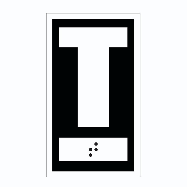 Placa Braile Elevador Andar PS 4x7 cm - TÉRREO (fundo preto)