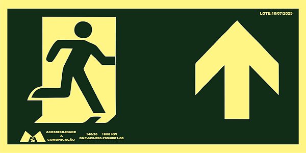 Placa Sinalização Fotoluminescente Siga em Frente ANTI CHAM