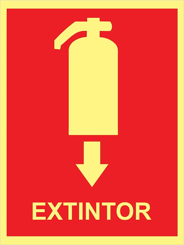 Placa Sinalização Fotoluminescente Extintor Seta 15x20 ANTI
