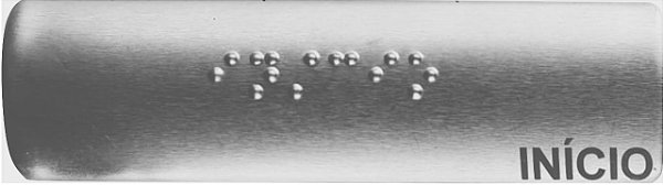 Placa Braile de Corrimão Aluminio 10x3 cm- INÍCIO