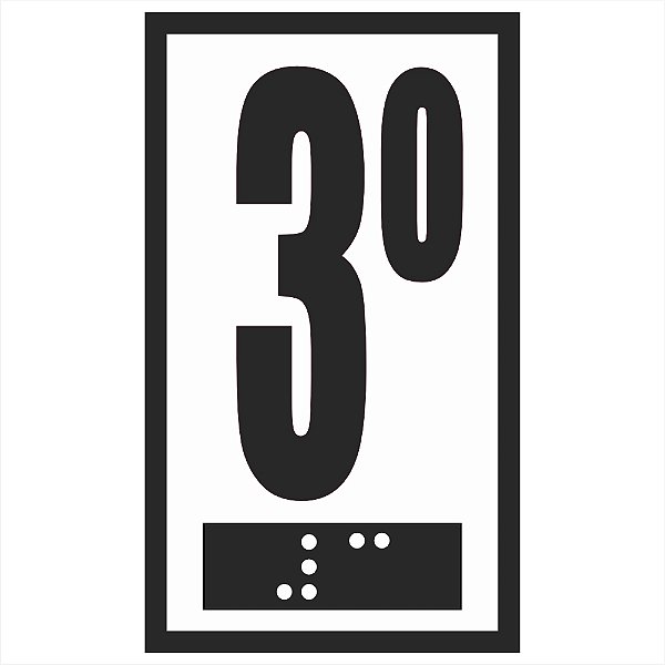 Placa Braille Elevador Andar PS 4x7 cm - 3º ANDAR (fundo branco)