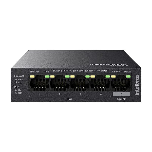 Switch Desktop 5 Portas Gigabit Intelbras S1005 (10/100/1000 Mbps)