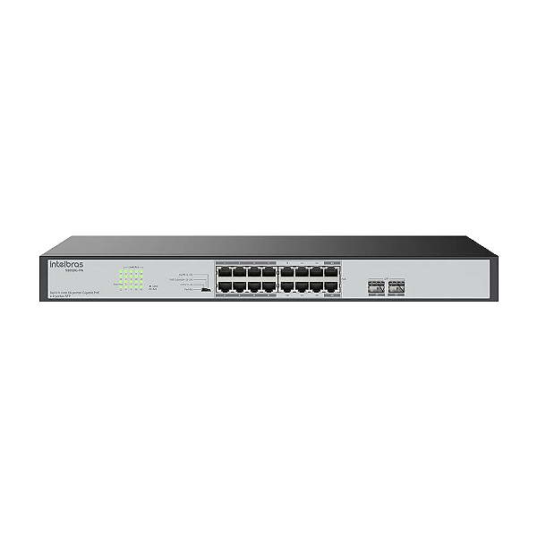 Switch 18 Portas Gigabit com 16 Portas PoE+ Intelbras S1018G-P (Com Slots SFP)