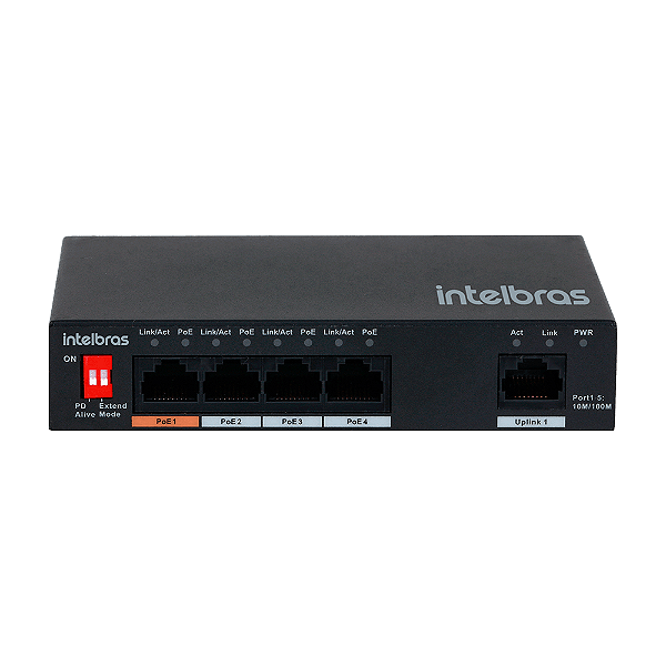 Switch 5 Portas Fast Ethernet Hi-PoE Intelbras SF 500 Hi-PoE (Até 60W de Potência)