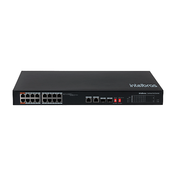 Switch 18 Portas Fast Ethernet com 2 Portas Hi-PoE Intelbras SF 1822 Hi-PoE (Uplink Gigabit)