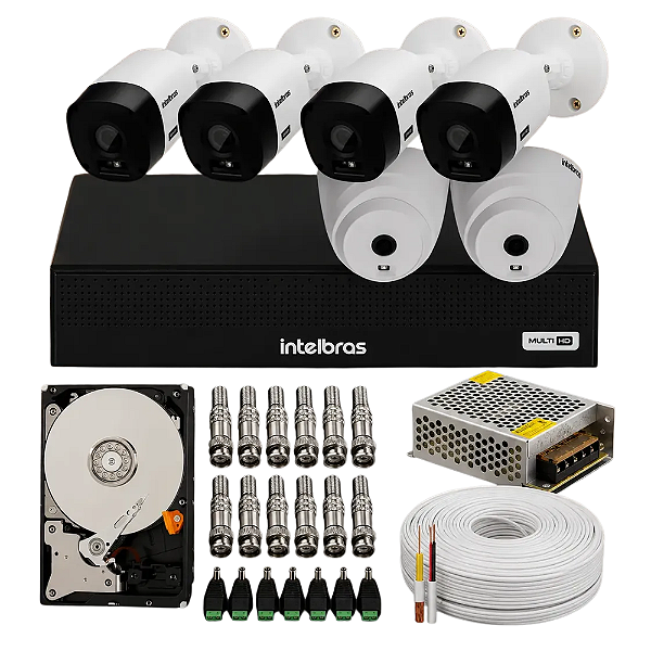 Kit CFTV Intelbras Misto com 2 Câmeras Dome e 4 Bullet HD + DVR