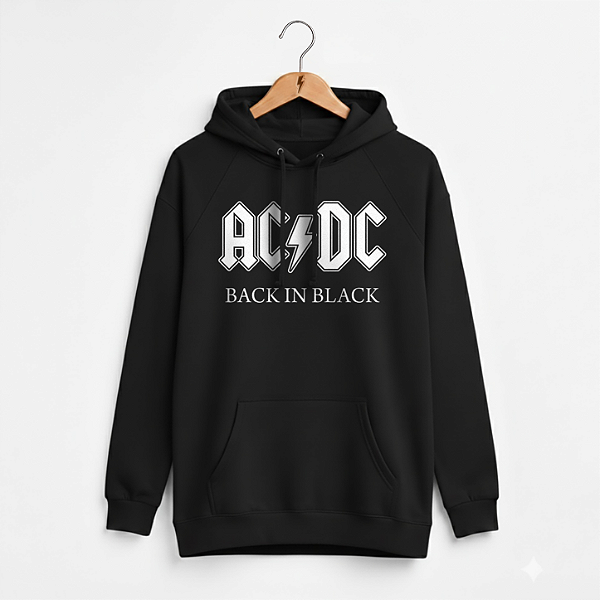 Moletom Canguru Feminino ACDC Preto