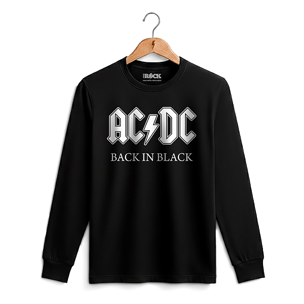 Camiseta Manga Longa ACDC Back In Black Preta