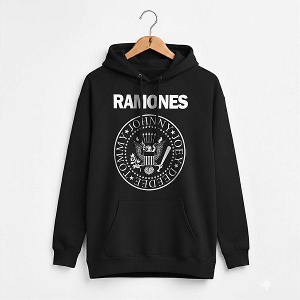 Moletom Canguru Feminino Ramones Preto