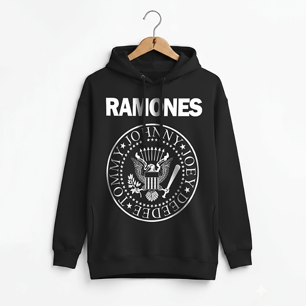 Moletom Bolso Lateral Ramones Preto