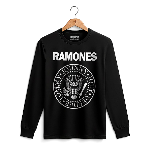 Camiseta Manga Longa Ramones Preta